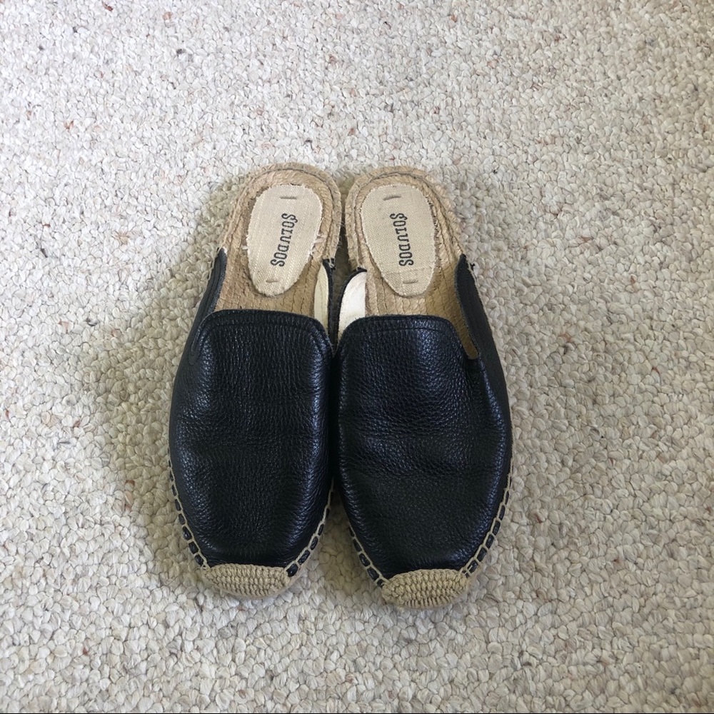 Leather espadrille mules
